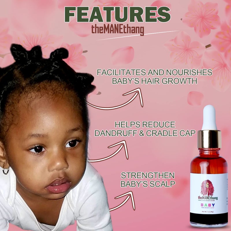 theMANEthang Baby Hair Growth Oil - Organic Newborn Oil with Coconut  Olive  Castor  and Tea Tree Oils - Image 2